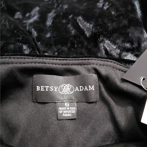 Betsy & Adam Velvet Formal Evening Gown Womens Size 6 Black Wedding Party Dress - Picture 7 of 10